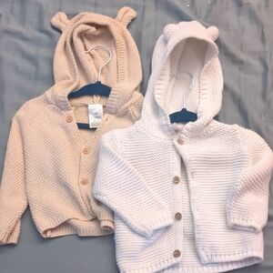 Carter's Cream and White Knit Hoodies with Ear Details